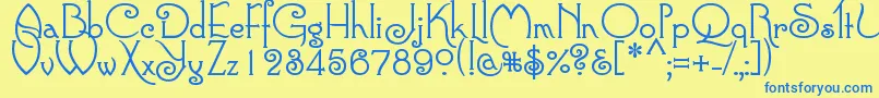 ConnieRegular Font – Blue Fonts on Yellow Background
