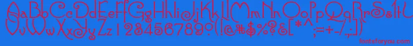 ConnieRegular-Schriftart – Rote Schriften auf blauem Hintergrund