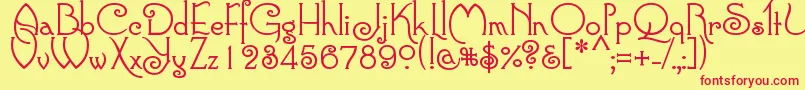 フォントConnieRegular – 赤い文字の黄色い背景