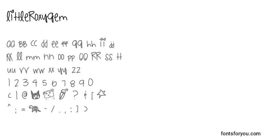 Czcionka Littleroxygem – alfabet, cyfry, specjalne znaki