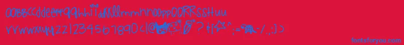 Littleroxygem Font – Blue Fonts on Red Background