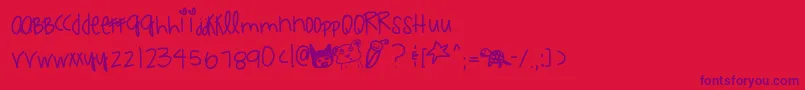 Littleroxygem-fontti – violetit fontit punaisella taustalla