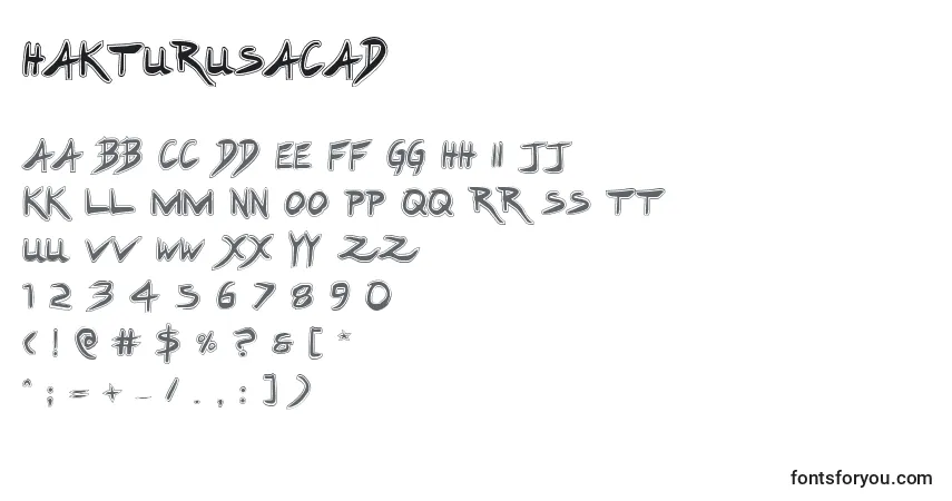Czcionka Hakturusacad – alfabet, cyfry, specjalne znaki