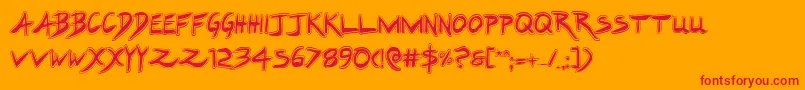 Hakturusacad Font – Red Fonts on Orange Background