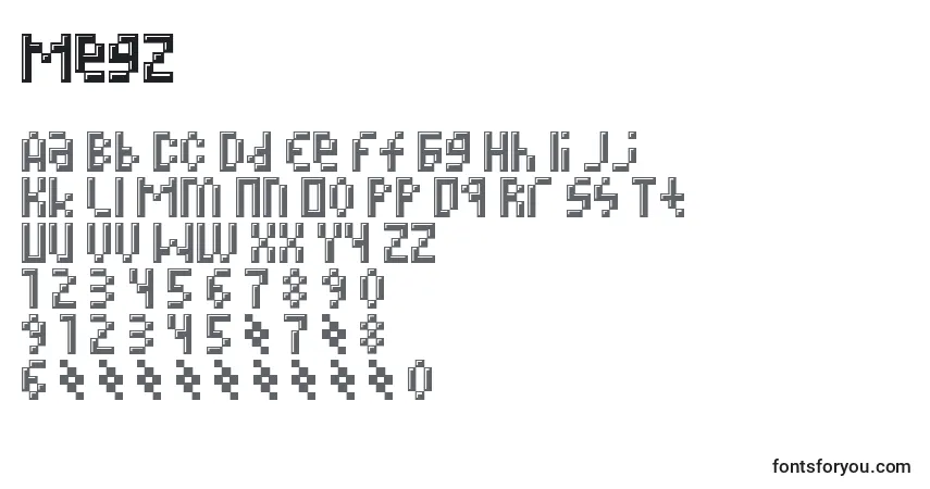 Schriftart Megz – Alphabet, Zahlen, spezielle Symbole