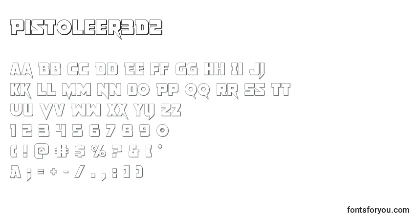Pistoleer3D2-fontti – aakkoset, numerot, erikoismerkit
