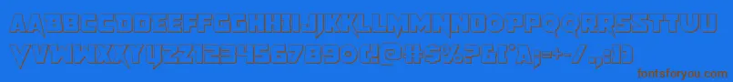 Pistoleer3D2-Schriftart – Braune Schriften auf blauem Hintergrund