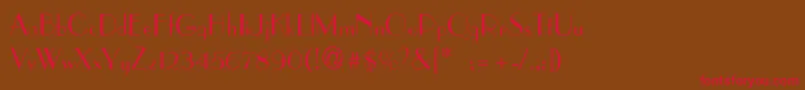 フォントParisianThin – 赤い文字が茶色の背景にあります。