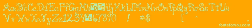 FreakTrialVersion-Schriftart – Grüne Schriften auf orangefarbenem Hintergrund