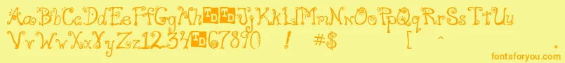 FreakTrialVersion-Schriftart – Orangefarbene Schriften auf gelbem Hintergrund