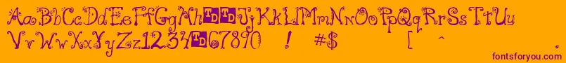 FreakTrialVersion-Schriftart – Violette Schriften auf orangefarbenem Hintergrund