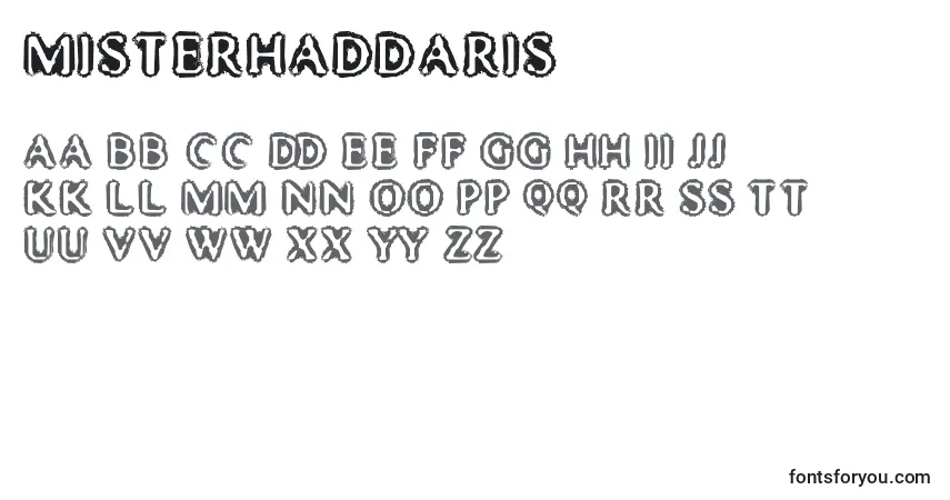 Schriftart MisterHaddaris – Alphabet, Zahlen, spezielle Symbole