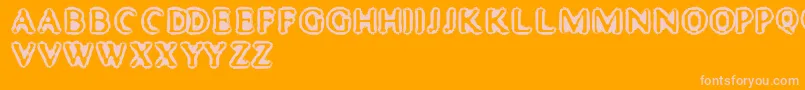 MisterHaddaris-fontti – vaaleanpunaiset fontit oranssilla taustalla