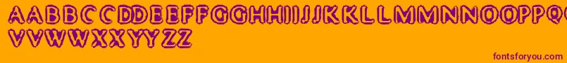 MisterHaddaris-Schriftart – Violette Schriften auf orangefarbenem Hintergrund