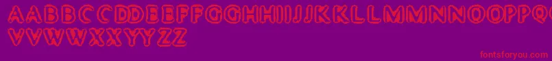 フォントMisterHaddaris – 紫の背景に赤い文字