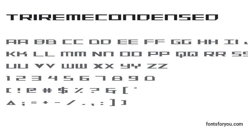 Czcionka TriremeCondensed – alfabet, cyfry, specjalne znaki