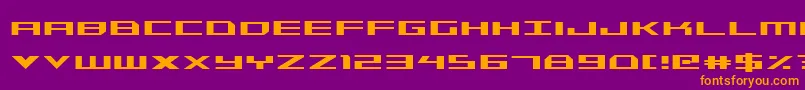 TriremeCondensed-Schriftart – Orangefarbene Schriften auf violettem Hintergrund