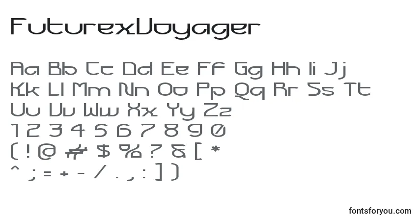 Schriftart FuturexVoyager – Alphabet, Zahlen, spezielle Symbole