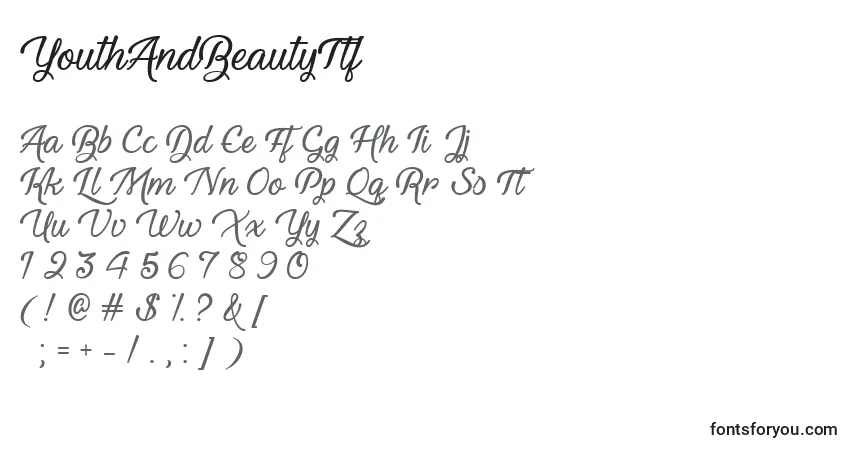 YouthAndBeautyTtf Font – alphabet, numbers, special characters