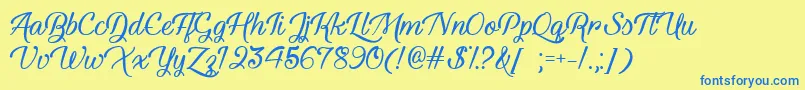 YouthAndBeautyTtf Font – Blue Fonts on Yellow Background