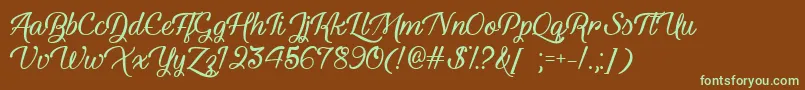 YouthAndBeautyTtf Font – Green Fonts on Brown Background