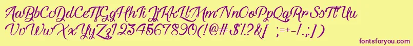 YouthAndBeautyTtf Font – Purple Fonts on Yellow Background