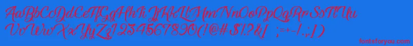 YouthAndBeautyTtf Font – Red Fonts on Blue Background