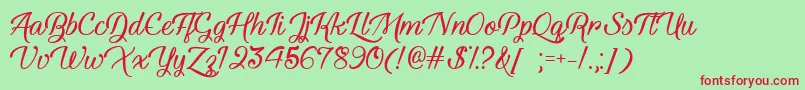 YouthAndBeautyTtf Font – Red Fonts on Green Background