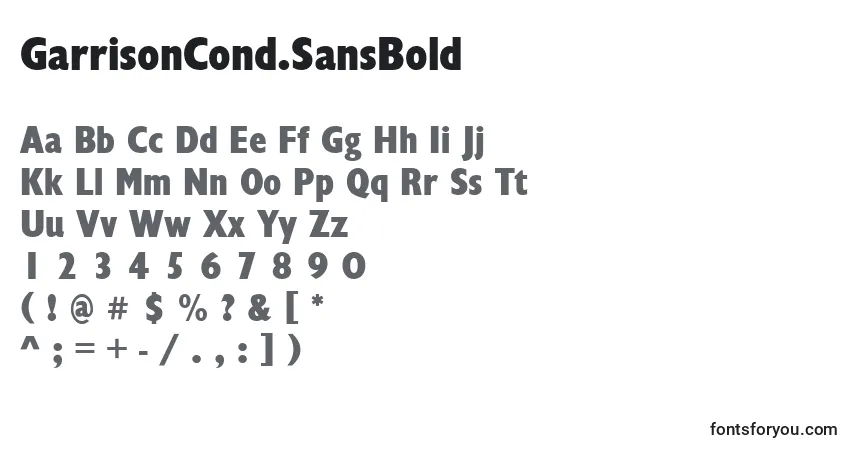 Czcionka GarrisonCond.SansBold – alfabet, cyfry, specjalne znaki