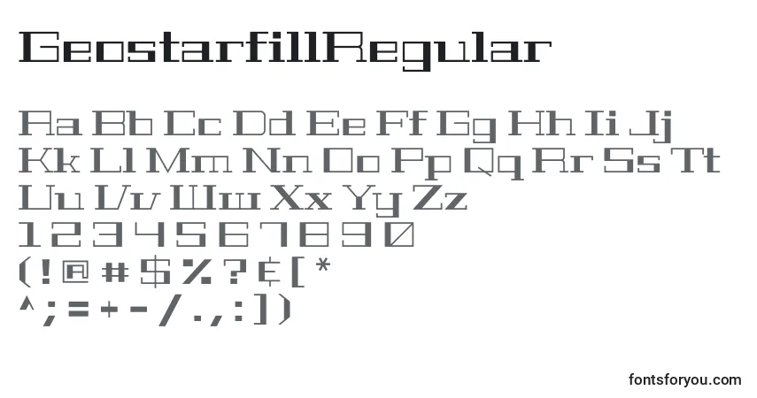 A fonte GeostarfillRegular – alfabeto, números, caracteres especiais