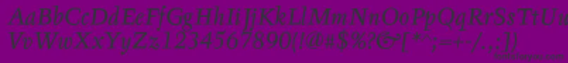 TyfaTextOtItalic-Schriftart – Schwarze Schriften auf violettem Hintergrund
