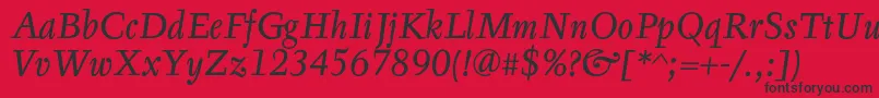 TyfaTextOtItalic Font – Black Fonts on Red Background