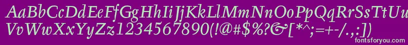 TyfaTextOtItalic Font – Green Fonts on Purple Background