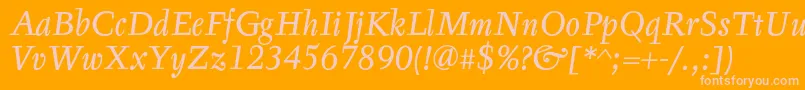 Fonte TyfaTextOtItalic – fontes rosa em um fundo laranja