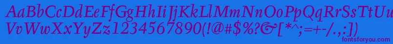 TyfaTextOtItalic Font – Purple Fonts on Blue Background