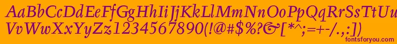 TyfaTextOtItalic Font – Purple Fonts on Orange Background