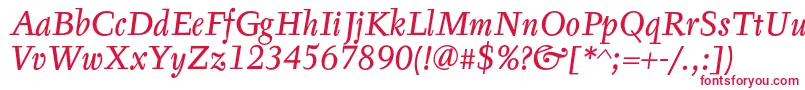 TyfaTextOtItalic Font – Red Fonts on White Background