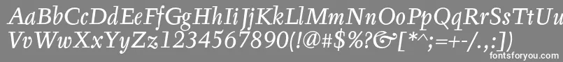 フォントTyfaTextOtItalic – 灰色の背景に白い文字