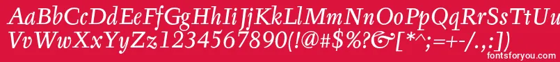 フォントTyfaTextOtItalic – 赤い背景に白い文字