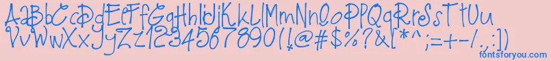 Pwfeb16-Schriftart – Blaue Schriften auf rosa Hintergrund