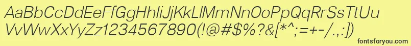 Lunchtype23LightItalic Font – Black Fonts on Yellow Background