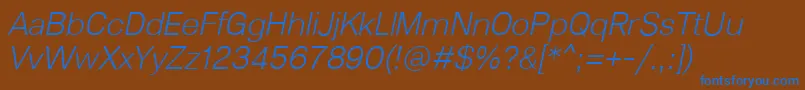 Lunchtype23LightItalic Font – Blue Fonts on Brown Background