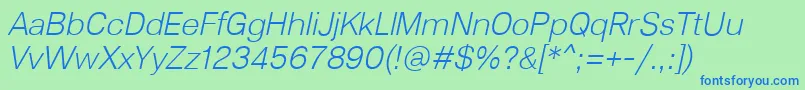 Lunchtype23LightItalic Font – Blue Fonts on Green Background