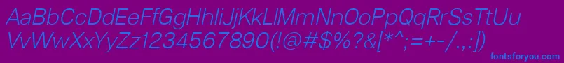 Lunchtype23LightItalic Font – Blue Fonts on Purple Background