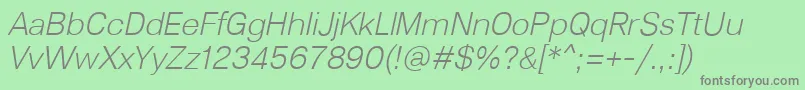 Lunchtype23LightItalic Font – Gray Fonts on Green Background