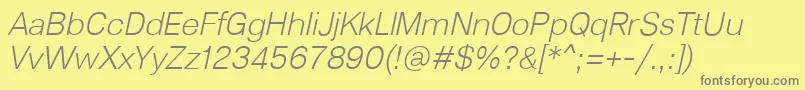 Lunchtype23LightItalic Font – Gray Fonts on Yellow Background