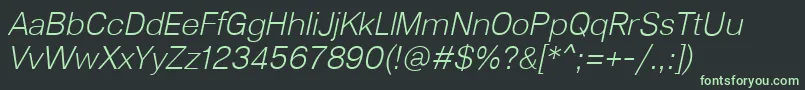 Lunchtype23LightItalic Font – Green Fonts on Black Background