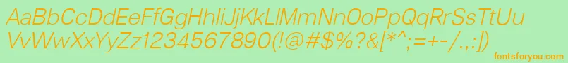 Lunchtype23LightItalic Font – Orange Fonts on Green Background