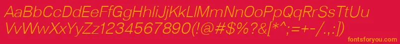 Lunchtype23LightItalic Font – Orange Fonts on Red Background