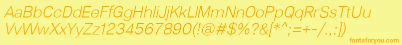 Lunchtype23LightItalic Font – Orange Fonts on Yellow Background